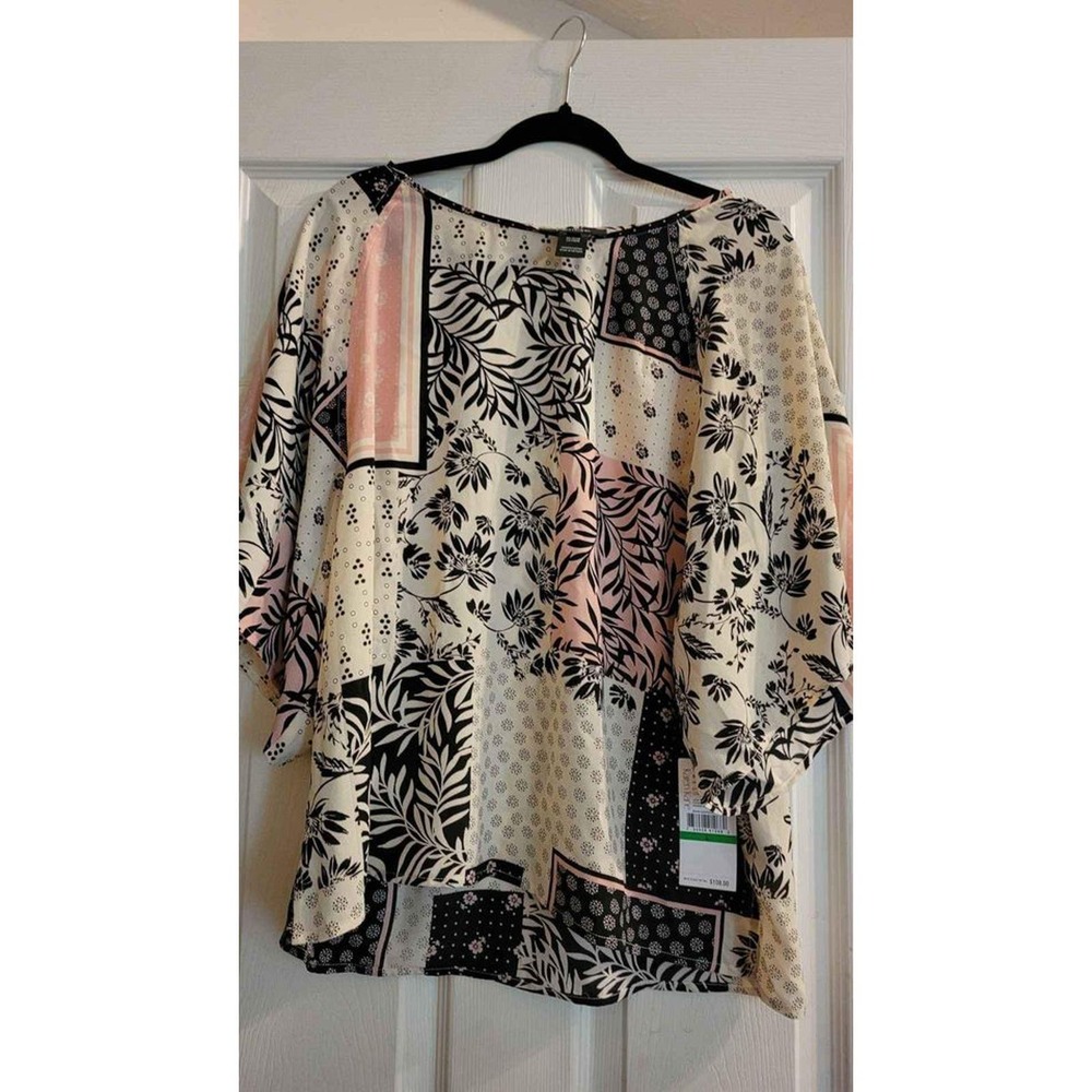 NWT Karen Jane women's pink and black blouse Large